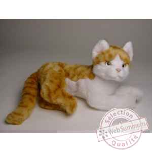 Peluche allongée chat roux et blanc 30 cm Piutre -2340 dans Chats